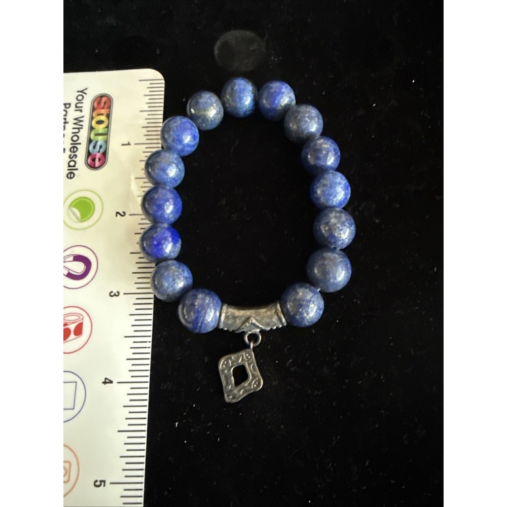 SILPADA B2812 STERLING 925 BLUE LAPIS CONFECTION STRETCH BRACELET (T345) (5617)
